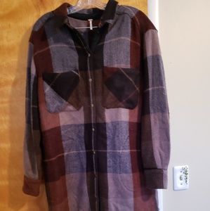 Free People plaid oversized flannel dress M